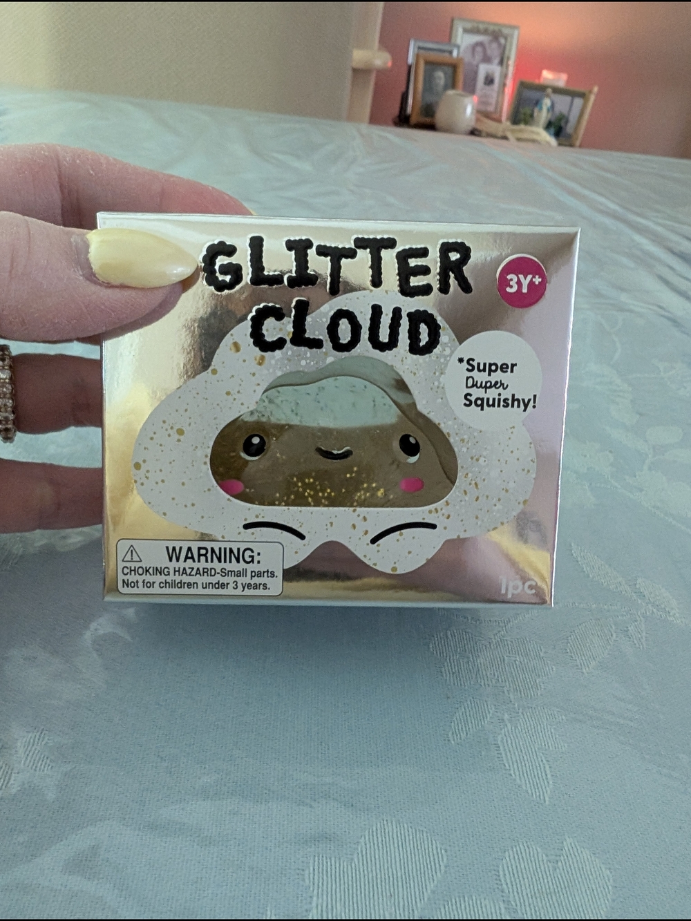Glitter Cloud Squishy Toy - Gold & White
